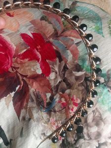 Black Beaded Gold Headband