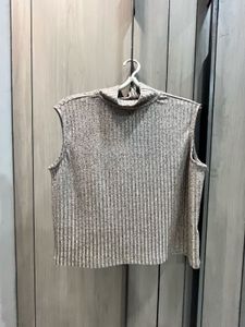 High Neck Metallic Top