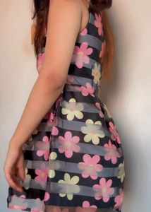 Floral Printed Cute Sleeveless Mini Dress