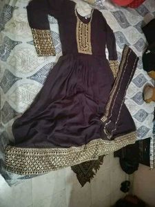 Elegant Black Embroidered anarkali skuit