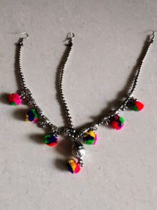 artificial silver maangtika