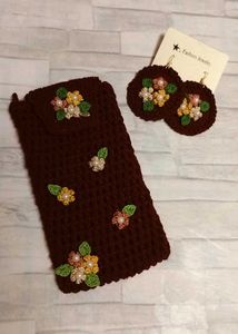 Crochet Mobile Pouch With Matching Earrings