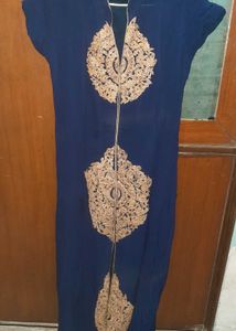 Embroidered Navy Blue Kurti