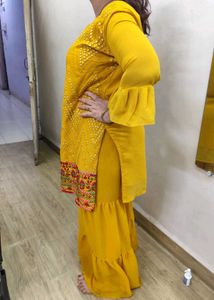 Mirror Work Short Kurta With Gharara