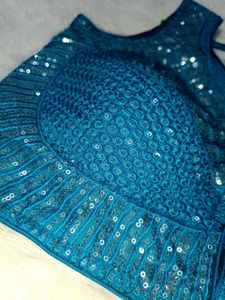 Blue Sequin Embellished Blouse
