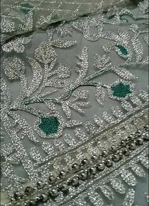 Exquisite Silver &amp; Teal Pakistani Wedding Outfit