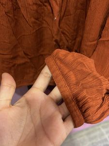 Embroidered Orange Blouse