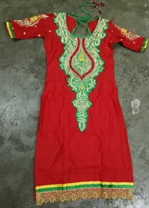 Red &amp; Green Embroidered suit