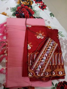 Elegant Pink official sree with belt