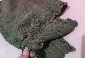 Off Shoulder Olive Green Top