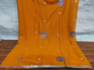 Orange Bandhani Saree
