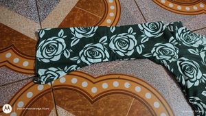 olive colour rose print cotton kurti with bell sle