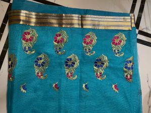 Kota Doria Blue Saree