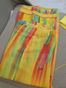 Yellow Georgette Saree With Blouse Peticoat
