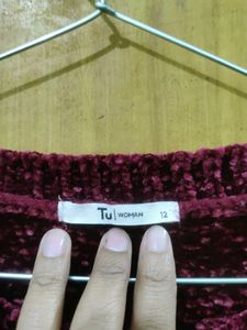 Burgundy Ruffle Sleeve Sweater