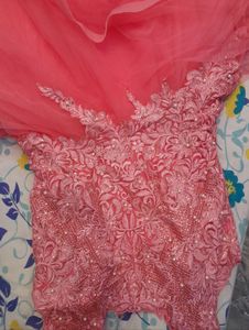 Pink Tulle Ruffled Gown