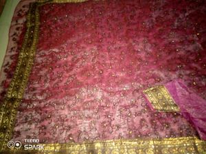 Elegant Pink &amp; Gold Saree