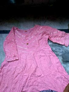 Pink Kurti with Silver Accents