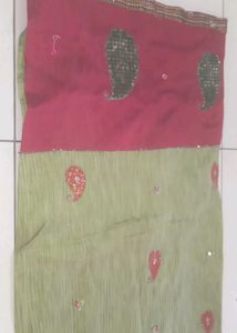Pista Green Saree