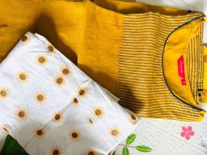 Mustard Yellow Kurti With Churidaar