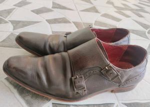 100% Genuine Leather Monk Shoes-Ruosh