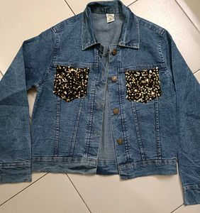 Vintage Denim Shirt with Gold Sequin Pockets – Uni