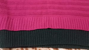 Burgundy &amp; White Striped Sweater