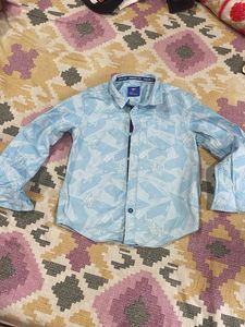 Boys Blue Graphic Print Shirt