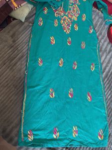 Green Embroidered Kurta