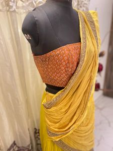 Yellow ready to wear saree