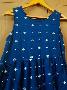 Blue Printed Sleeveless Maxi Dress