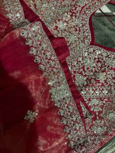 Red Net Embellished Dupatta