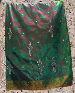 Emerald Green Embellished Fabric