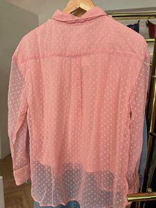 Pink Sheer Polka Dot Blouse