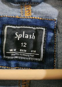 Dark Blue Denim Jacket With Floral Back