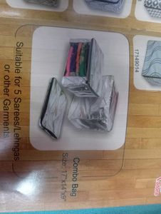 Red and printed saree bag