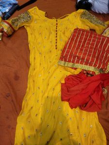 Yellow Embroidered Kurta Set only for 500