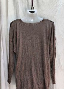 Brown Printed Long Sleeve Top
