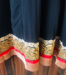 Beautiful Georgette Black And Green Anarkali