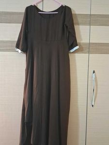 Brown Dress with Floral Vest