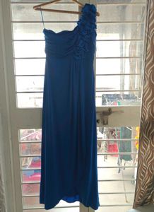 Elegant Blue One-Shoulder Maxi Dress