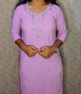 Lilac Embroidered Kurti