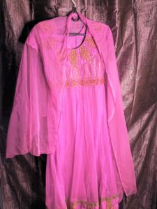 Pink Net Anarkali