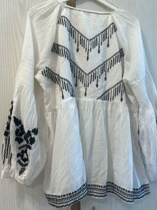 Embroidered Peasant Top