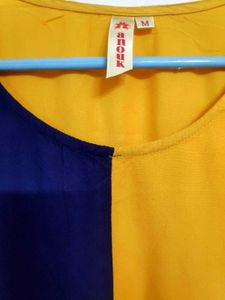 Anouk Color Block Sleeveless asymmetric Kurta