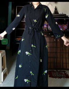 Floral Black Shirt Dress
