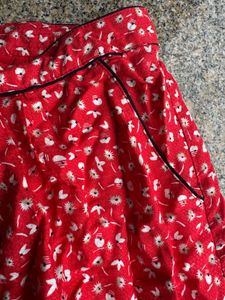 Red Floral Aline Mini Skirt
