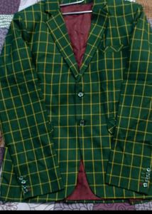Mens Check Green And Yellow Blazer