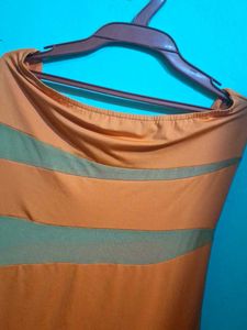 Tan &amp; Olive Strapless Dress