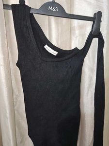 Black Ribbed Tie Tank Top
